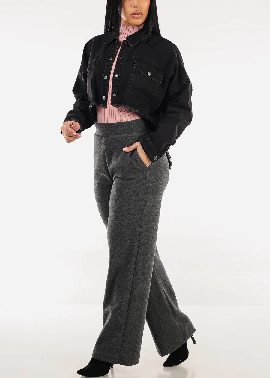 Butt Lift Soft Super High Waist Wide Leg Stretch Pants Charcoal sold by Moda product image thumbnail 2