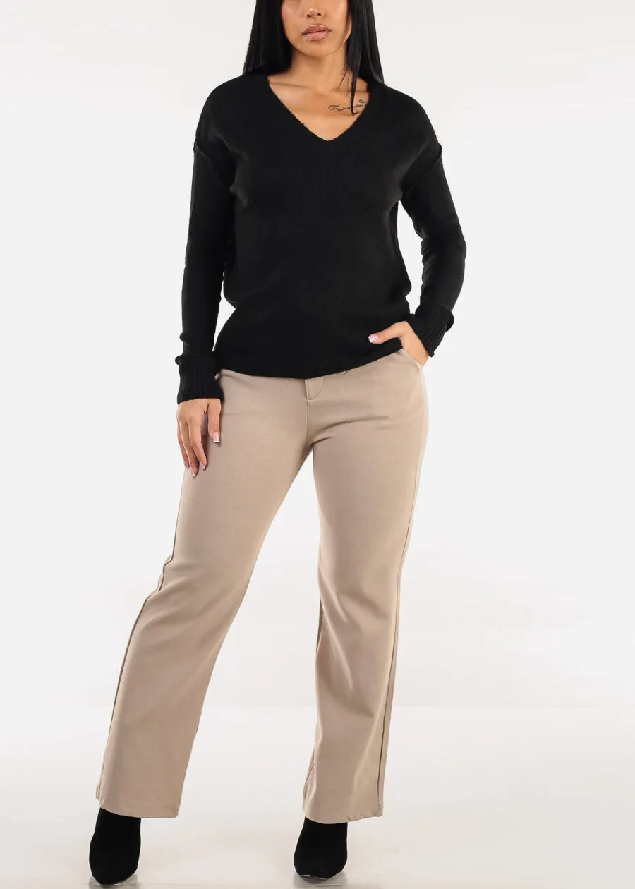 Black Long Sleeve Vneck Knitted Sweater sold by Moda product image thumbnail 2