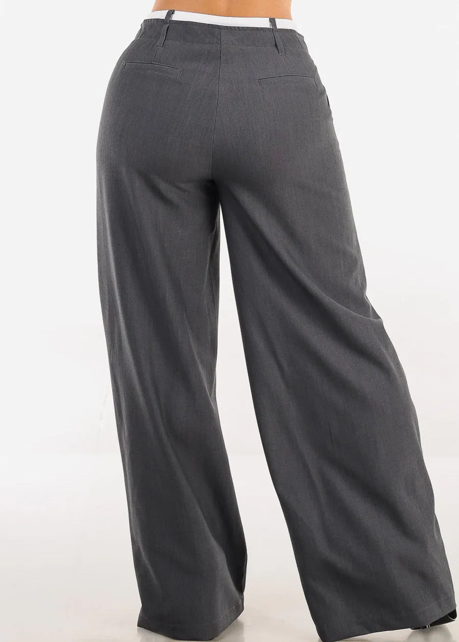 Super High Waist Stretch Wide Leg Dress Pants Grey sold by Moda product image thumbnail 4
