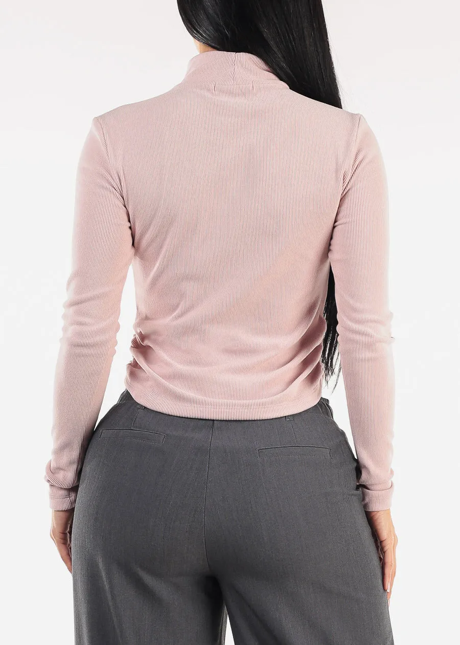 Long Sleeve Turtleneck Stretch Sweater Top Light Pink sold by Moda product image thumbnail 4