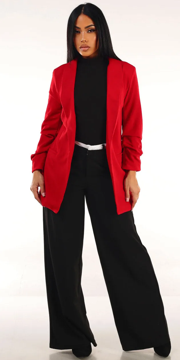 Red Turtleneck Wide Pants Trio sold by Moda
