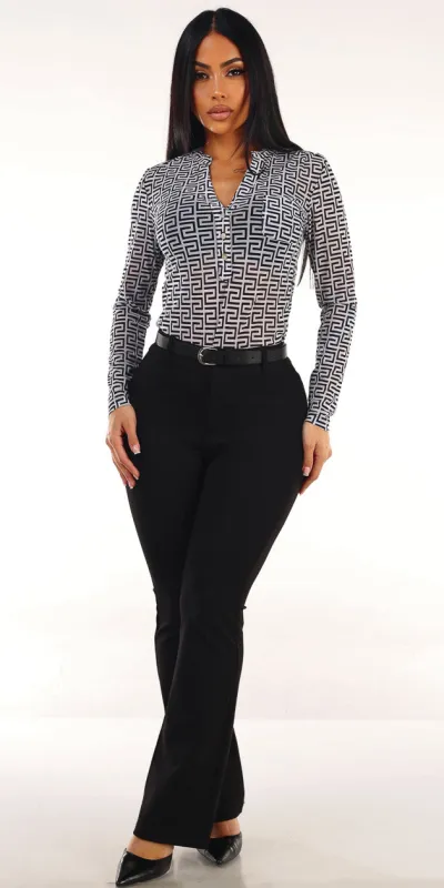 Mesh Butt Lift Bootcut Pants Outfit sold by Moda