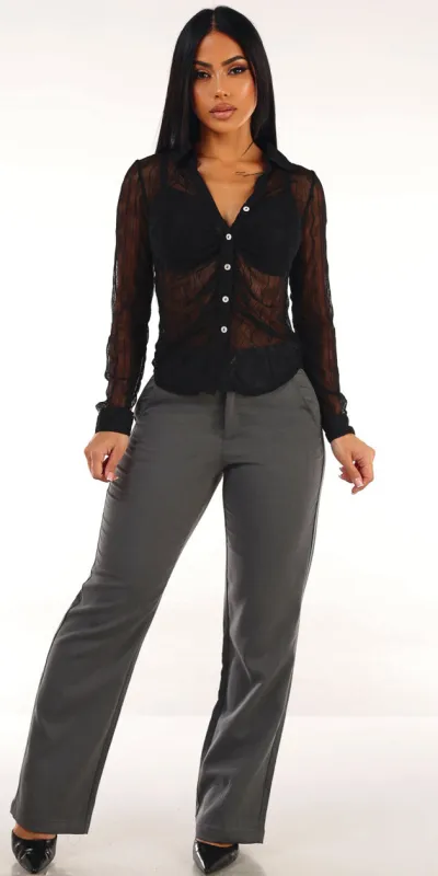 Mesh Butt Lift Bootcut Pants Set sold by Moda