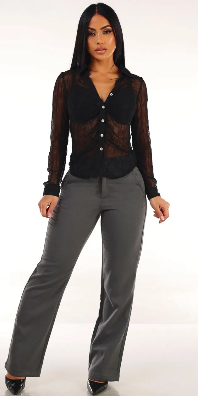 Mesh Butt Lift Bootcut Pants Set sold by Moda