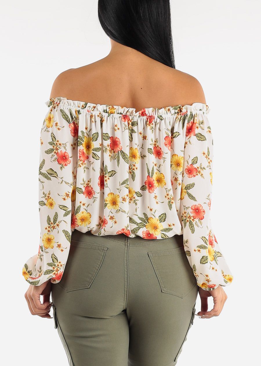 Floral Off Shoulder Blouse Ivory sold by Moda product image thumbnail 4