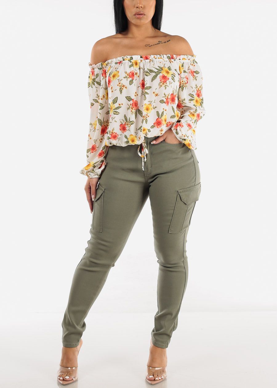 Floral Off Shoulder Blouse Ivory sold by Moda product image thumbnail 2