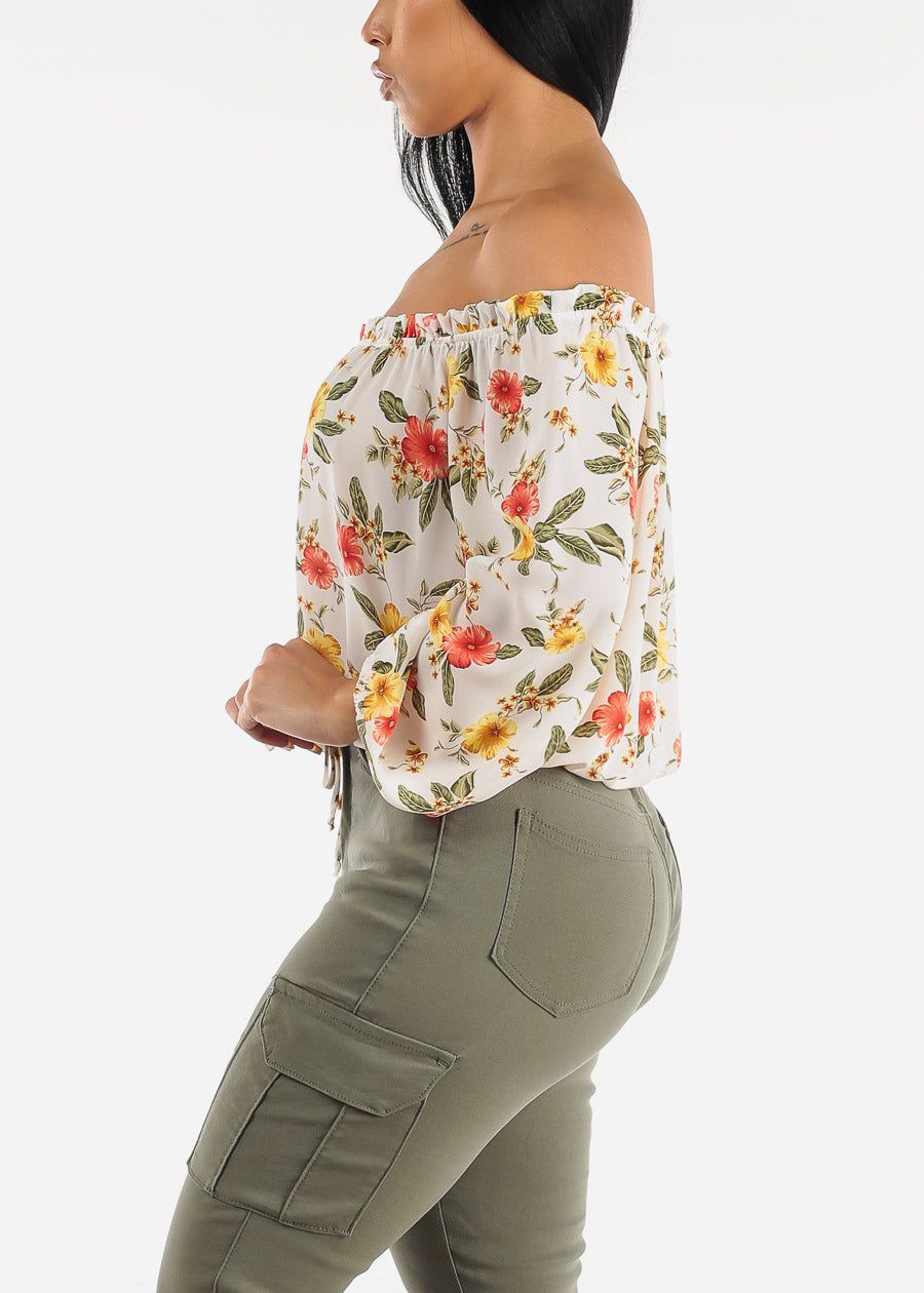 Floral Off Shoulder Blouse Ivory sold by Moda product image thumbnail 3