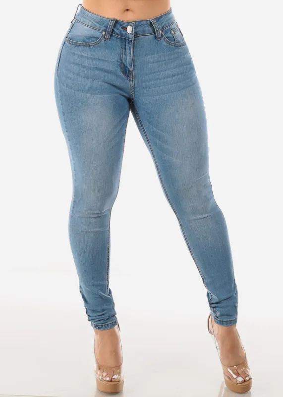 Mid Rise Classic Stretchy Light Skinny Jeans sold by Moda