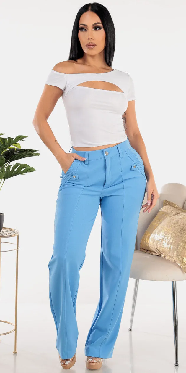 Blue Straight Dressy Pants Combo sold by Moda