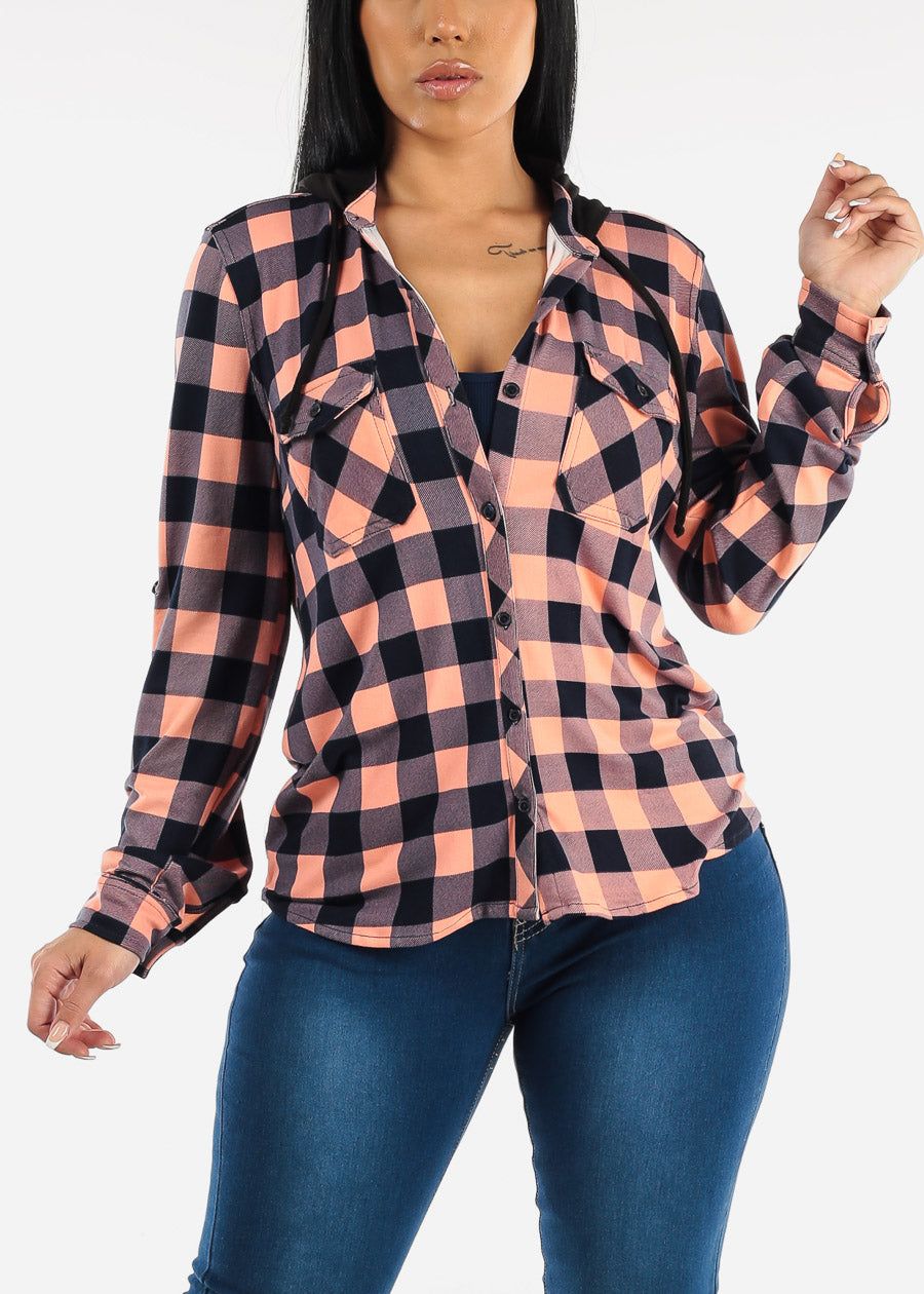 Long Sleeve Plaid Shacket Mauve & Navy sold by Moda product image thumbnail 5
