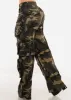 High Waist Straight Wide Leg Camo Cargo Pants sold by Moda