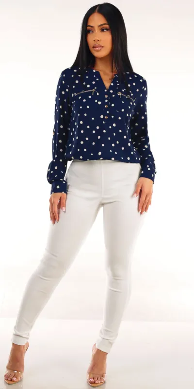 Polka Dot Skinny Pants Outfit sold by Moda