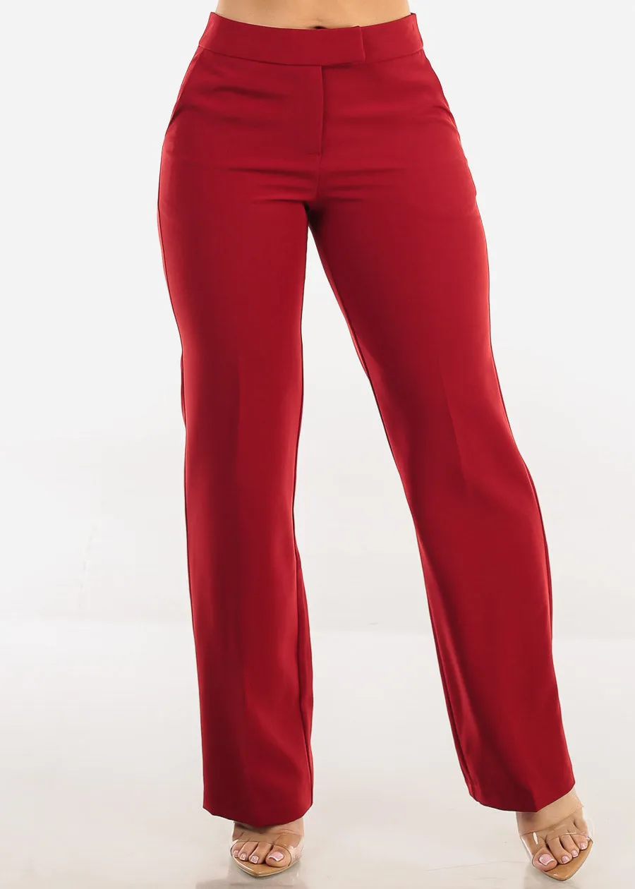 Butt Lift High Waisted Bootcut Dress Pants Burgundy sold by Moda product image thumbnail 3