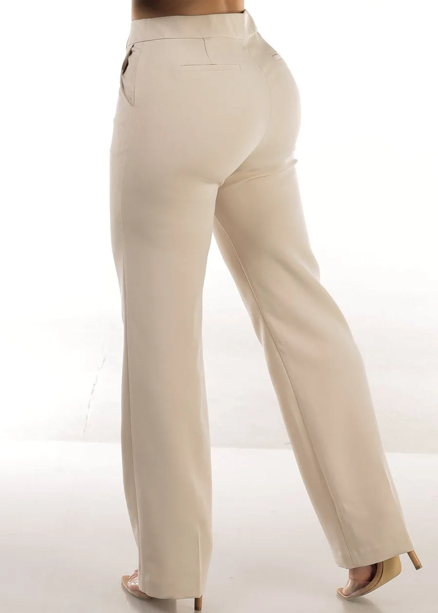 Butt Lift High Waisted Bootcut Dress Pants Beige sold by Moda