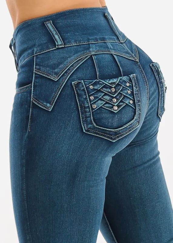 Butt Lift High Waisted Stretch Skinny Jeans Med Sand Wash sold by Moda