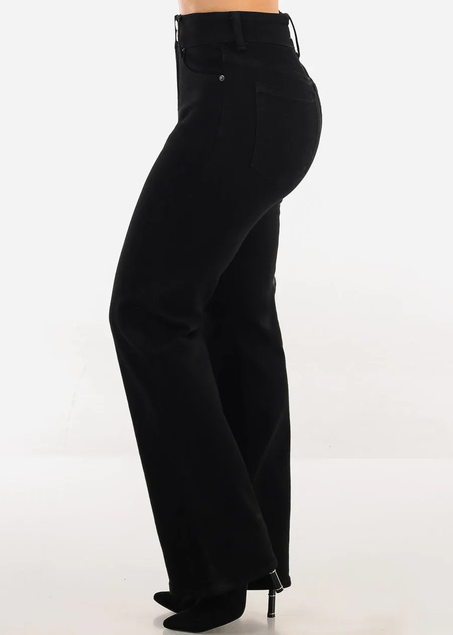 High Waisted Stretchy Wide Leg Jeans Black sold by Moda product image thumbnail 4