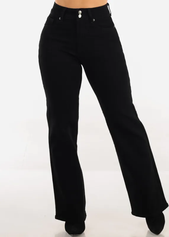High Waisted Stretchy Wide Leg Jeans Black sold by Moda