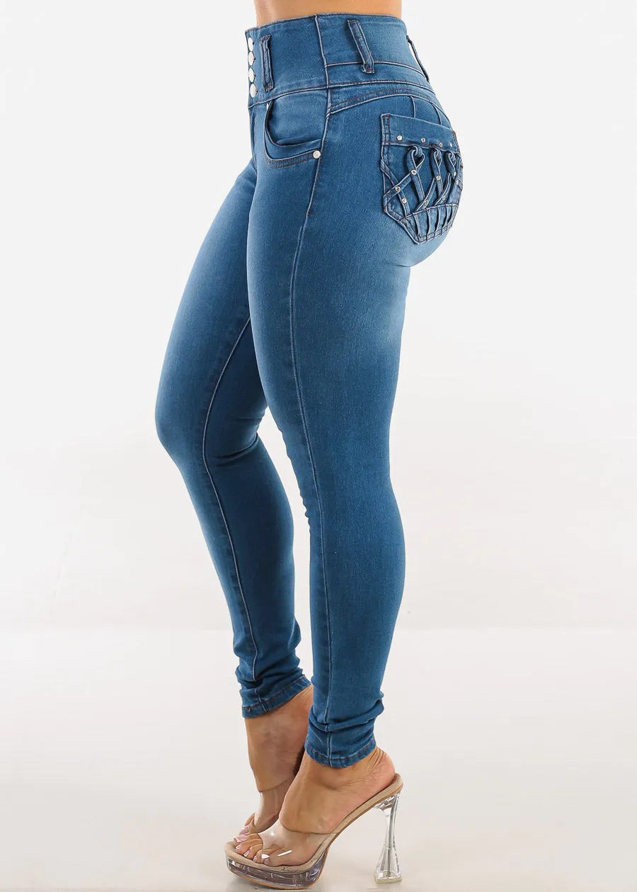 Butt Lift High Waist Stretch Skinny Jeans Indigo sold by Moda product image thumbnail 4