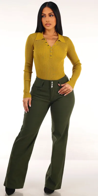 Knit Levantacola Wide Leg Pants Set made by Moda