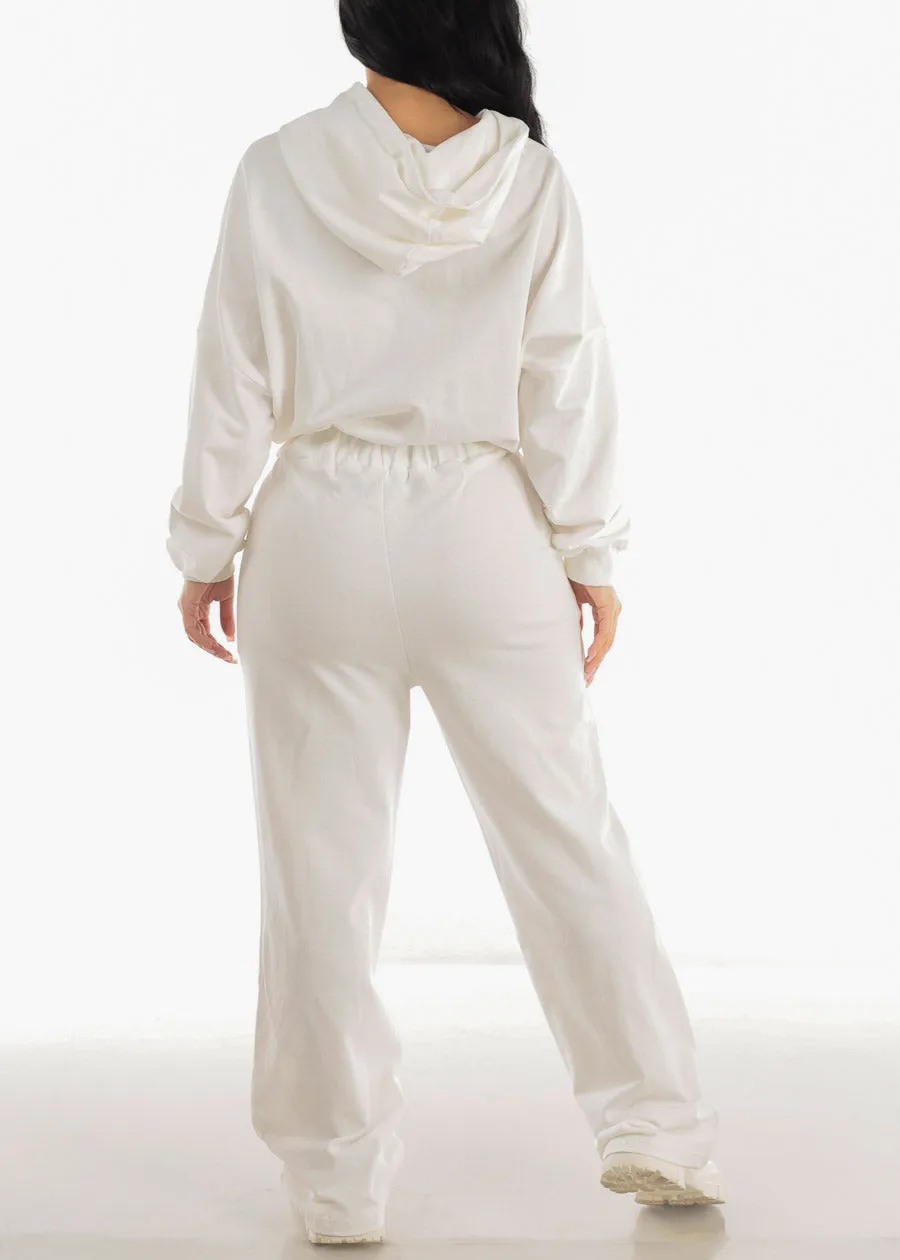 Drawstring Waist Long Sleeve White Hooded Jumpsuit sold by Moda product image thumbnail 3