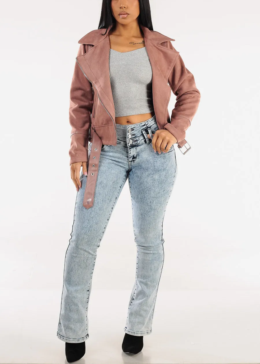 Stretchy Vneck Off Shoulder Ribbed Top Heather Grey sold by Moda product image thumbnail 2