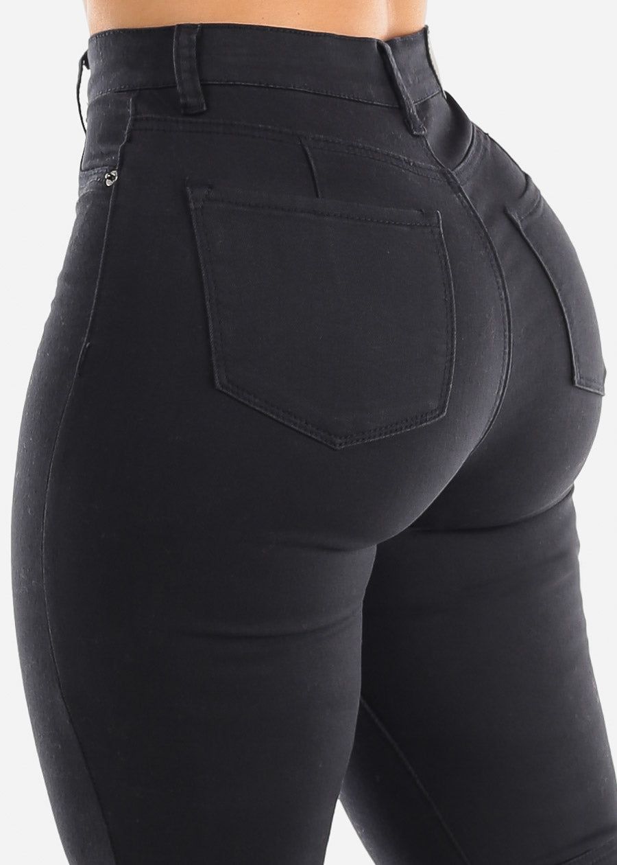 Black High Waist Butt Lifting Distressed Bell Bottom Jeans sold by Moda product image thumbnail 5