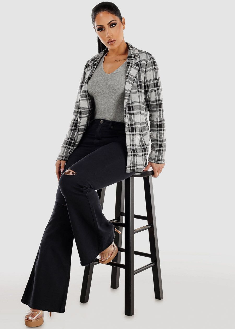 Black High Waist Butt Lifting Distressed Bell Bottom Jeans sold by Moda product image thumbnail 2