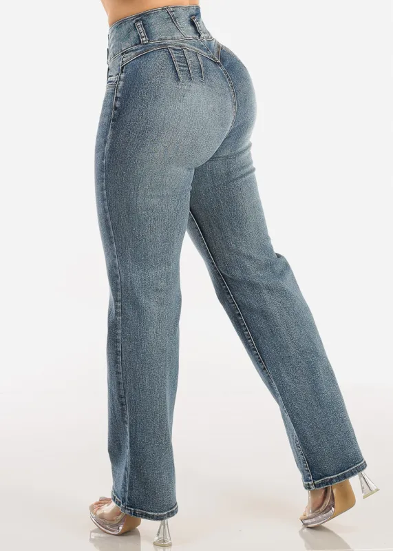 Butt Lift High Waist Stretch Bootcut Jeans Sand Wash sold by Moda