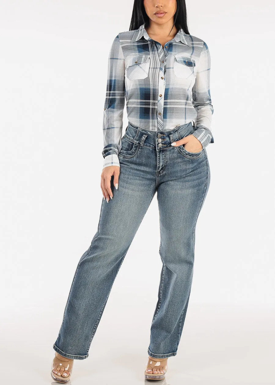 Butt Lift High Waist Stretch Bootcut Jeans Sand Wash sold by Moda product image thumbnail 2