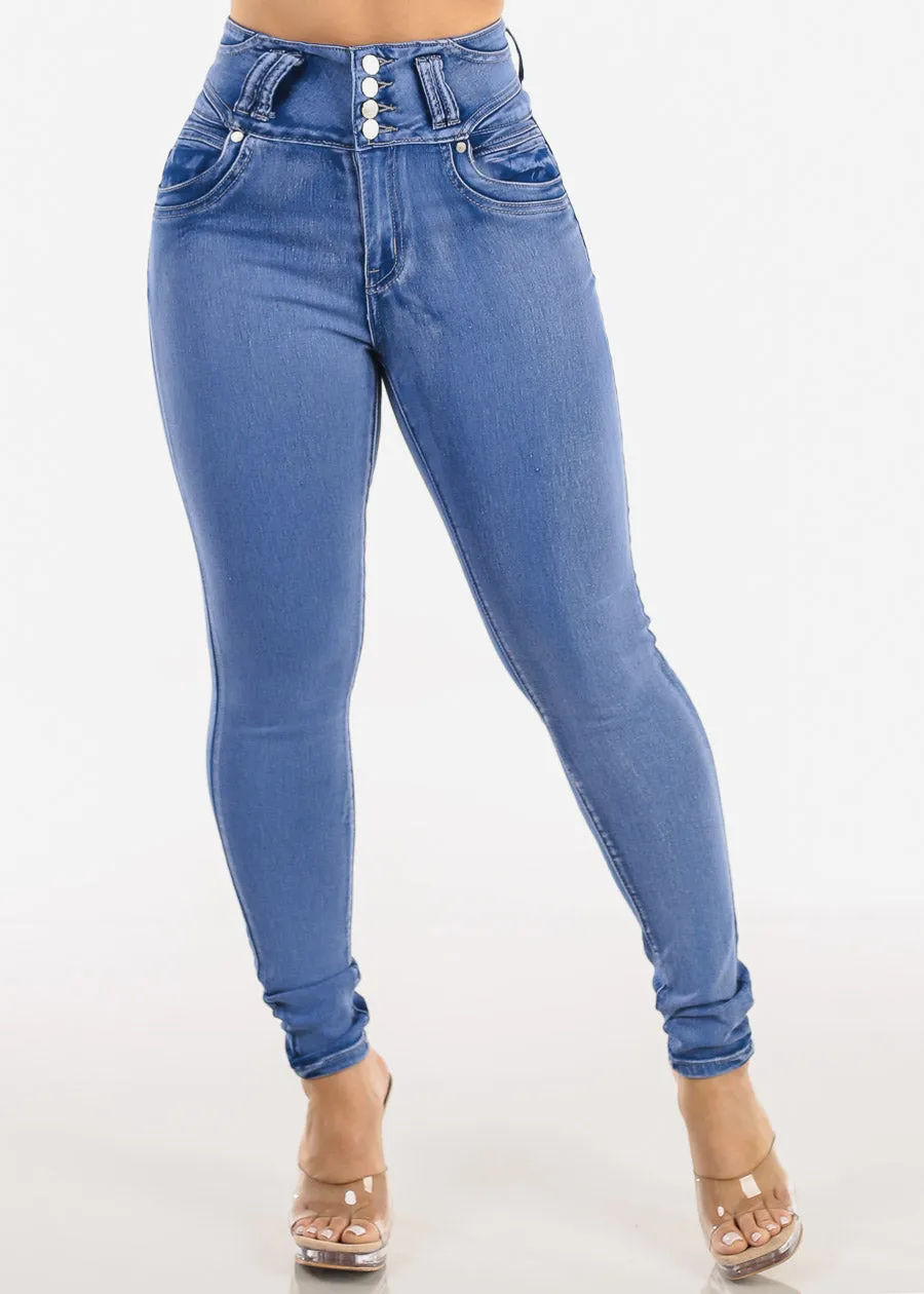 Butt Lift Super High Waist Stretch Skinny Jeans Light Sand Wash sold by Moda product image thumbnail 3