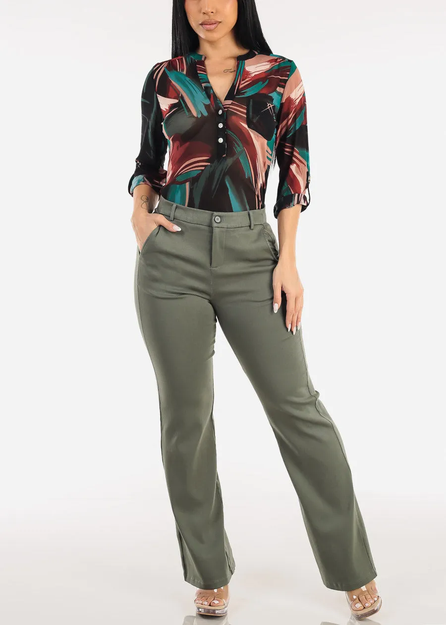 Quarter Sleeve Half Button Up Mesh Printed Blouse Black sold by Moda product image thumbnail 2