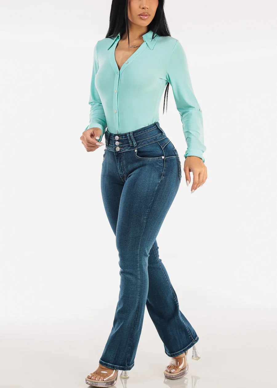 Butt Lift High Waist Stretch Bootcut Jeans Med Sand Wash sold by Moda product image thumbnail 4