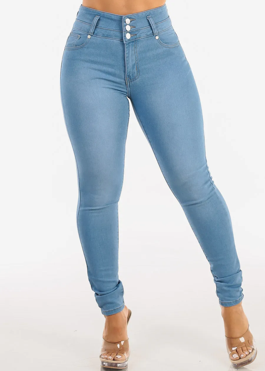 Levantacola High Waist Stretch Skinny Jeans Light Blue sold by Moda product image thumbnail 3