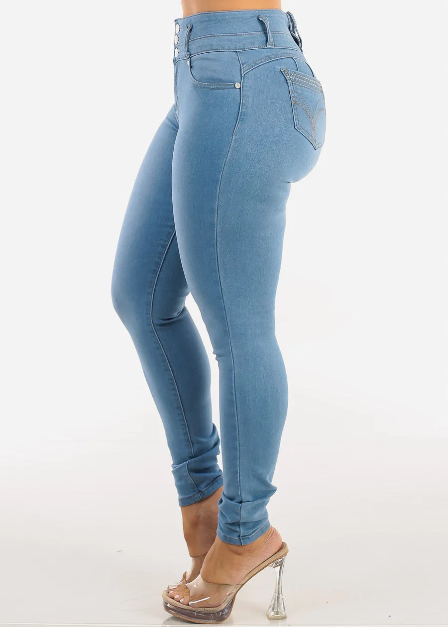 Levantacola High Waist Stretch Skinny Jeans Light Blue sold by Moda product image thumbnail 4