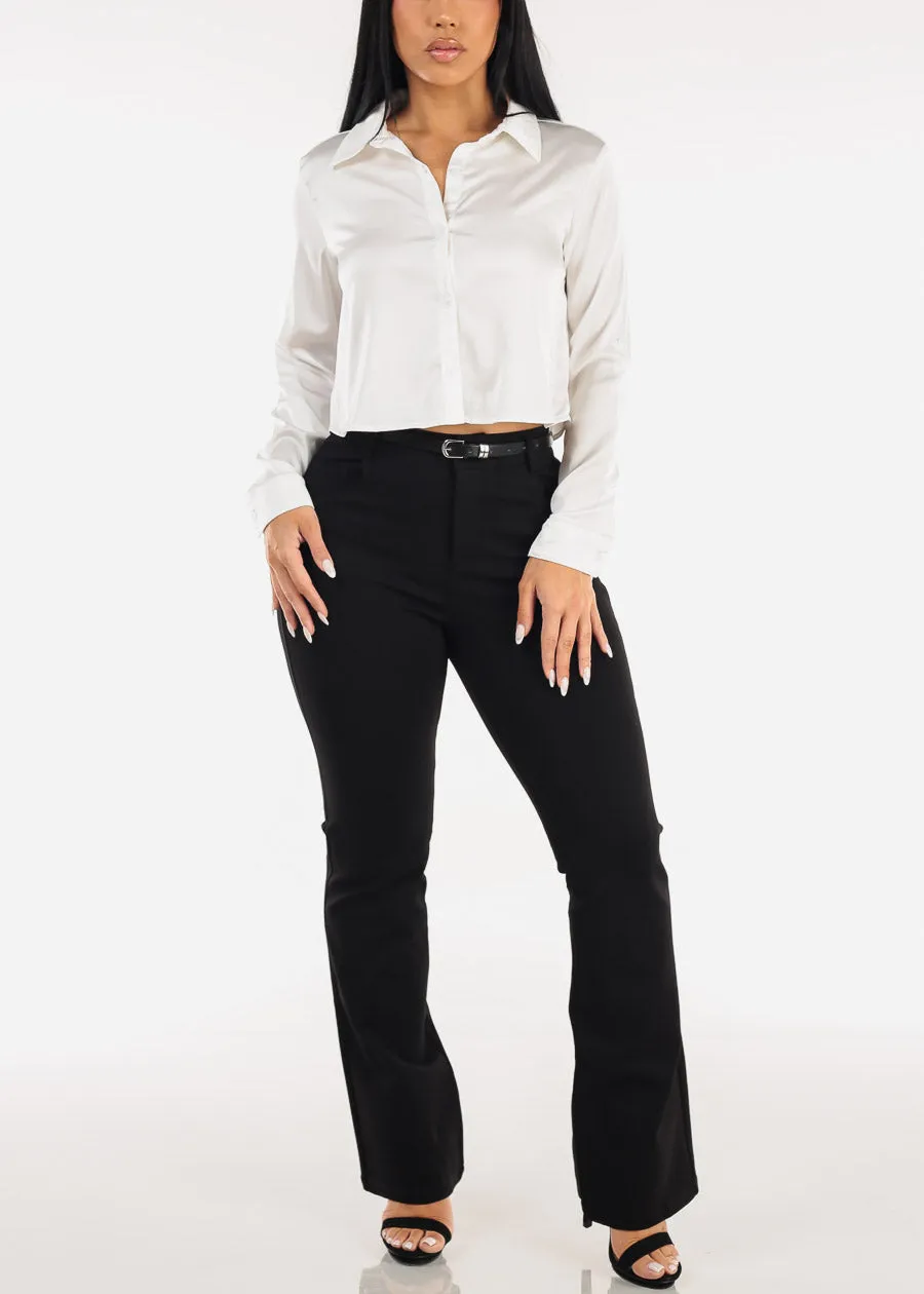 Stretchy High Waisted Black Bootcut Dress Pants w Belt sold by Moda product image thumbnail 2