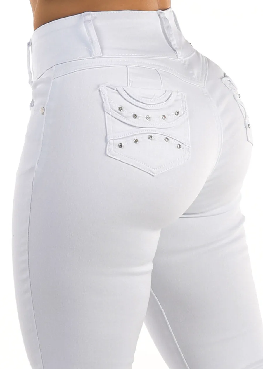 Butt Lift High Waisted Stretch Bootcut Jeans White sold by Moda product image thumbnail 5