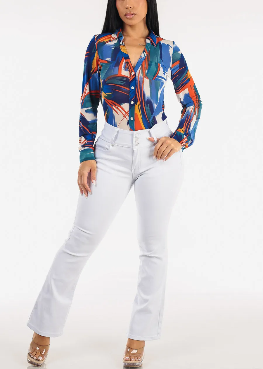 Butt Lift High Waisted Stretch Bootcut Jeans White sold by Moda product image thumbnail 2