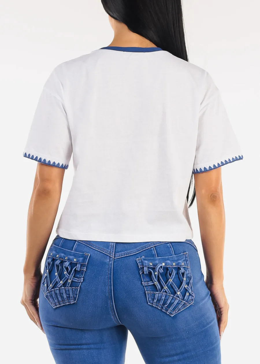 White Cotton Crewneck T-Shirt "Permanent Vacation" sold by Moda product image thumbnail 4