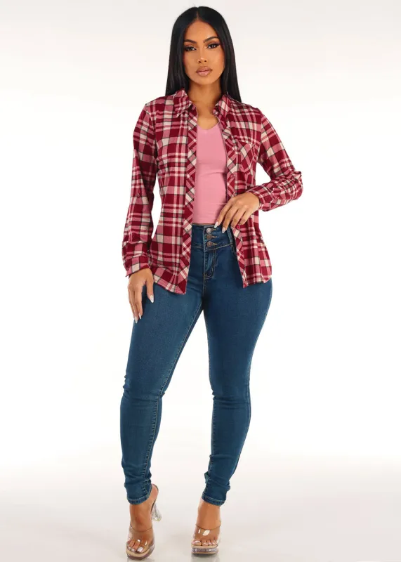 Plaid Pink Levantacola Skinnies Trio made by Moda