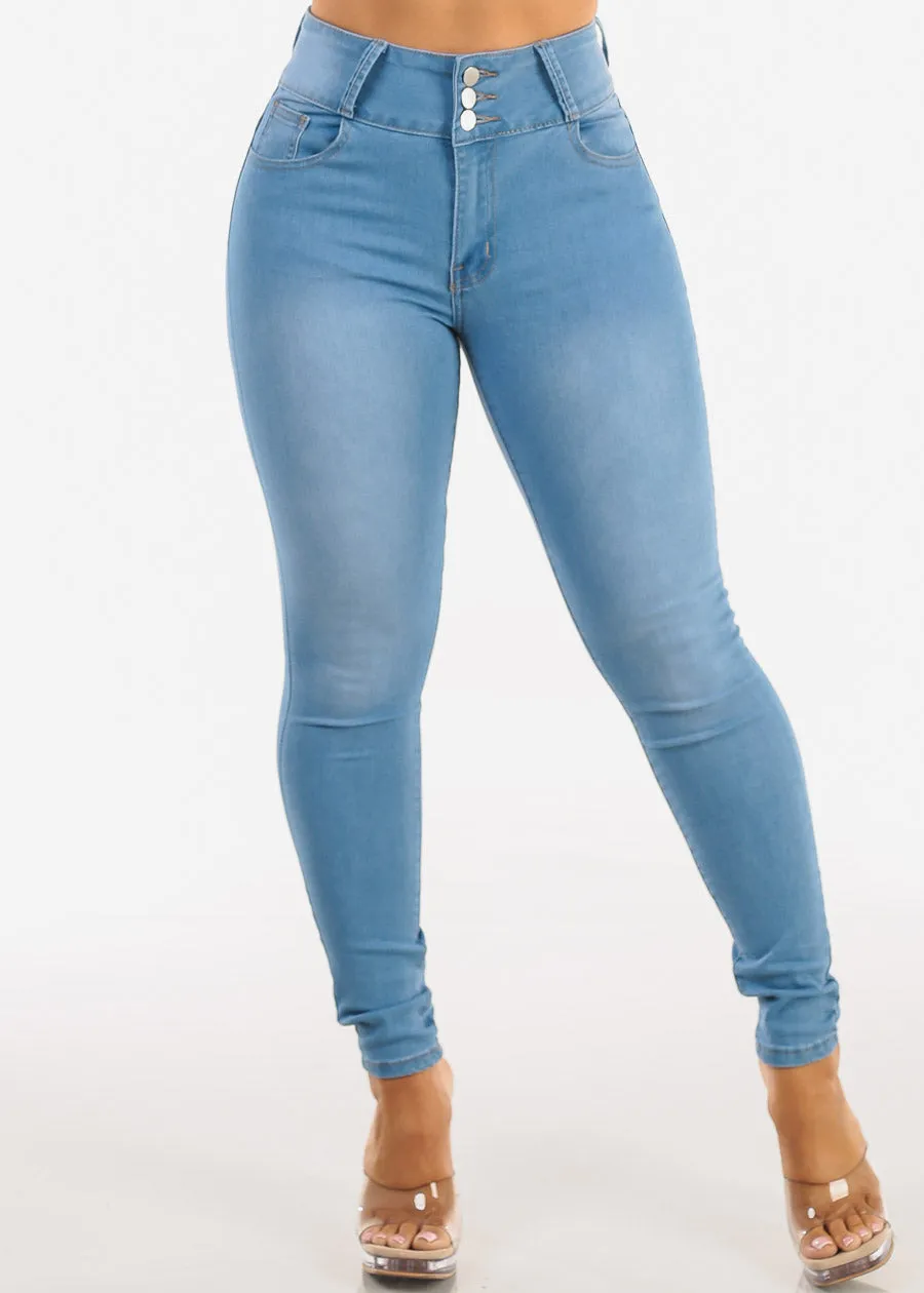 Butt Lift High Waist Stretch Skinny Jeans Light Blue sold by Moda product image thumbnail 4