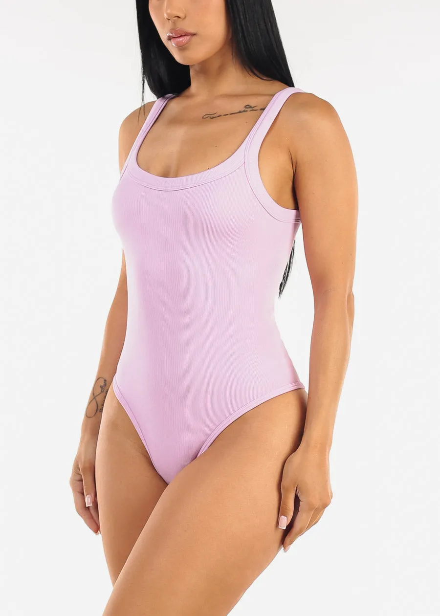 Sleeveless Ribbed Scoop Neck Cami Bodysuit Lilac sold by Moda product image thumbnail 3