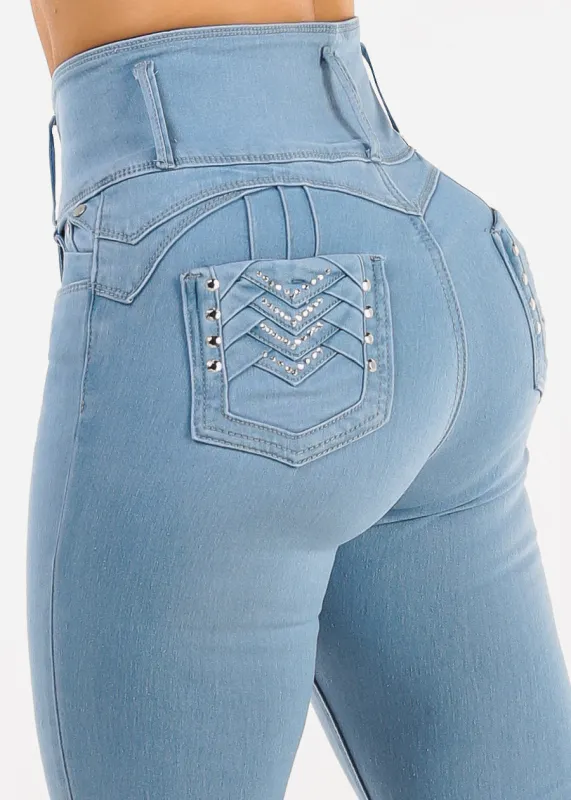 Butt Lift Super High Waist Stretch Skinny Jeans Light Wash made by Moda
