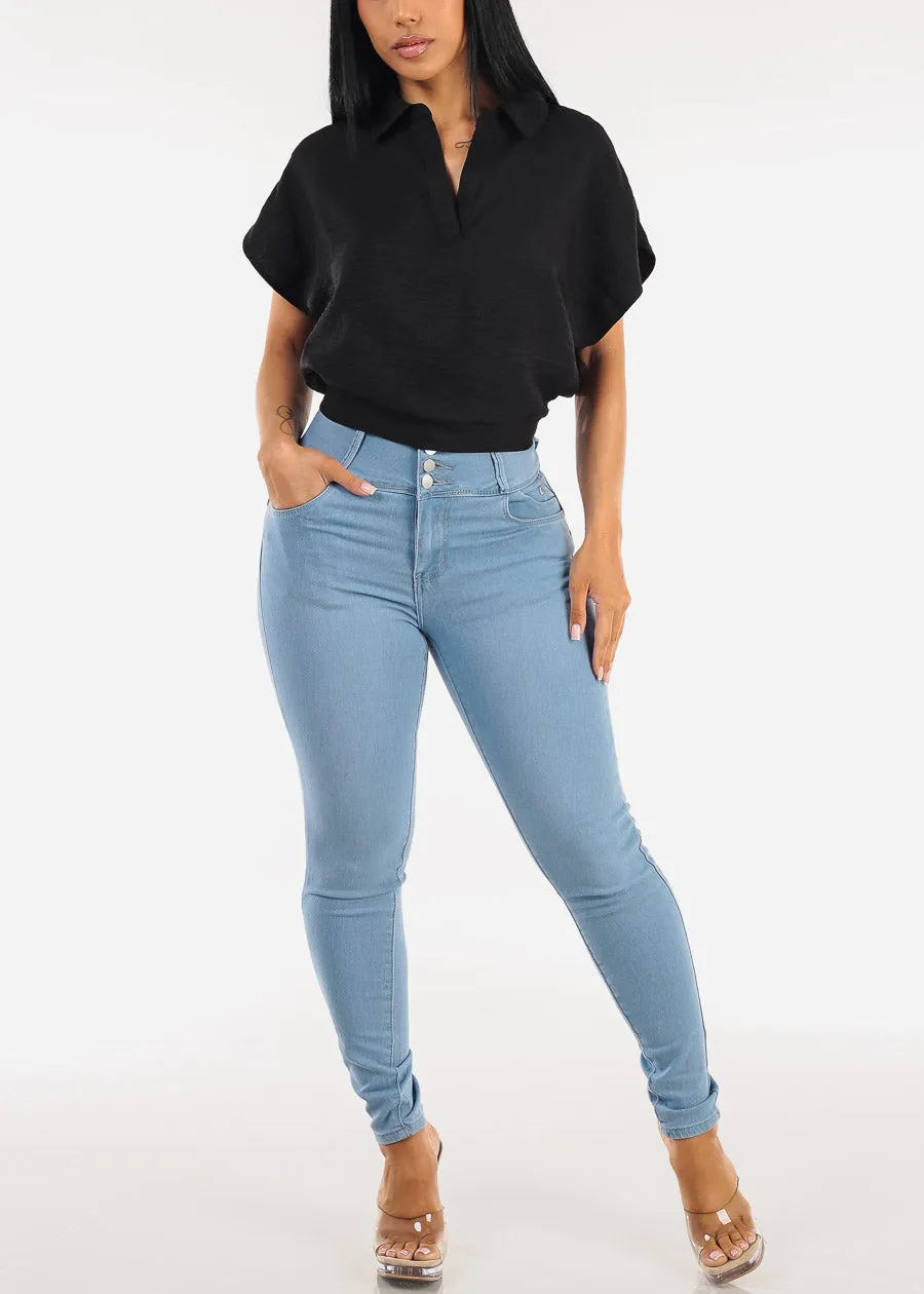 Butt Lift Super High Waist Stretch Skinny Jeans Light Wash sold by Moda product image thumbnail 2