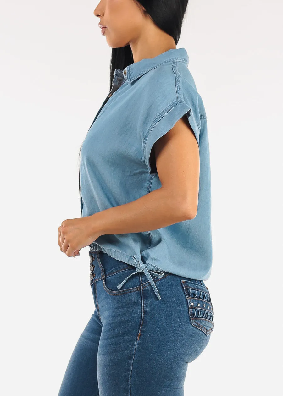 Denim Shirt w Adjustable Drawstring Hem sold by Moda product image thumbnail 3