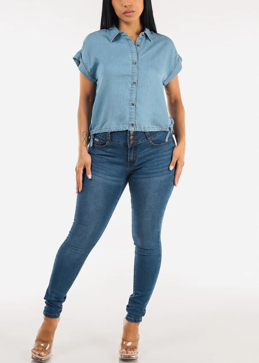 Denim Shirt w Adjustable Drawstring Hem sold by Moda product image thumbnail 2