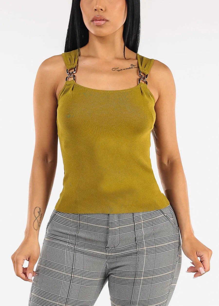 Square Neck Sleeveless Stretch Knit Top Olive sold by Moda product image thumbnail 5
