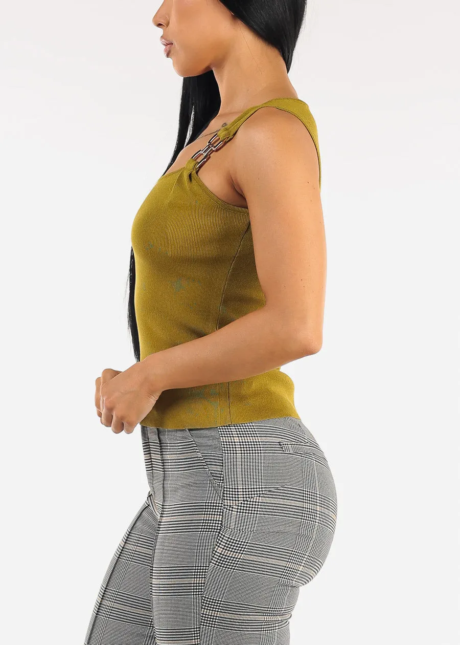 Square Neck Sleeveless Stretch Knit Top Olive sold by Moda product image thumbnail 3