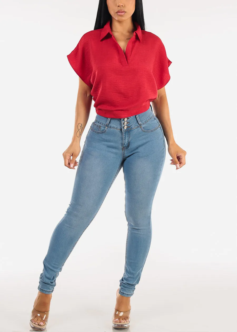 Levantacola High Waist Stretch Skinny Jeans Light Wash sold by Moda product image thumbnail 2