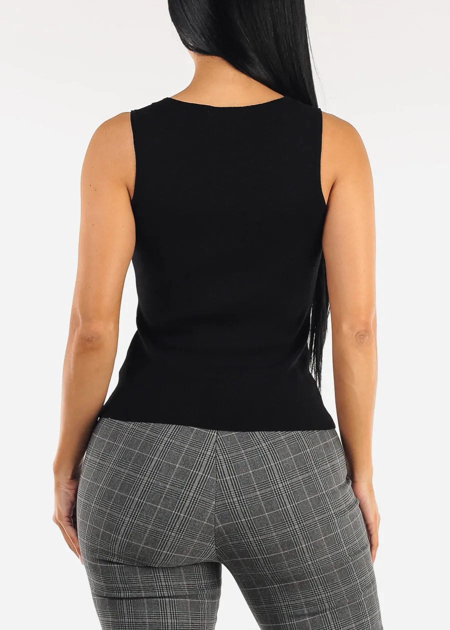 Square Neck Sleeveless Stretch Knit Top Black sold by Moda product image thumbnail 4