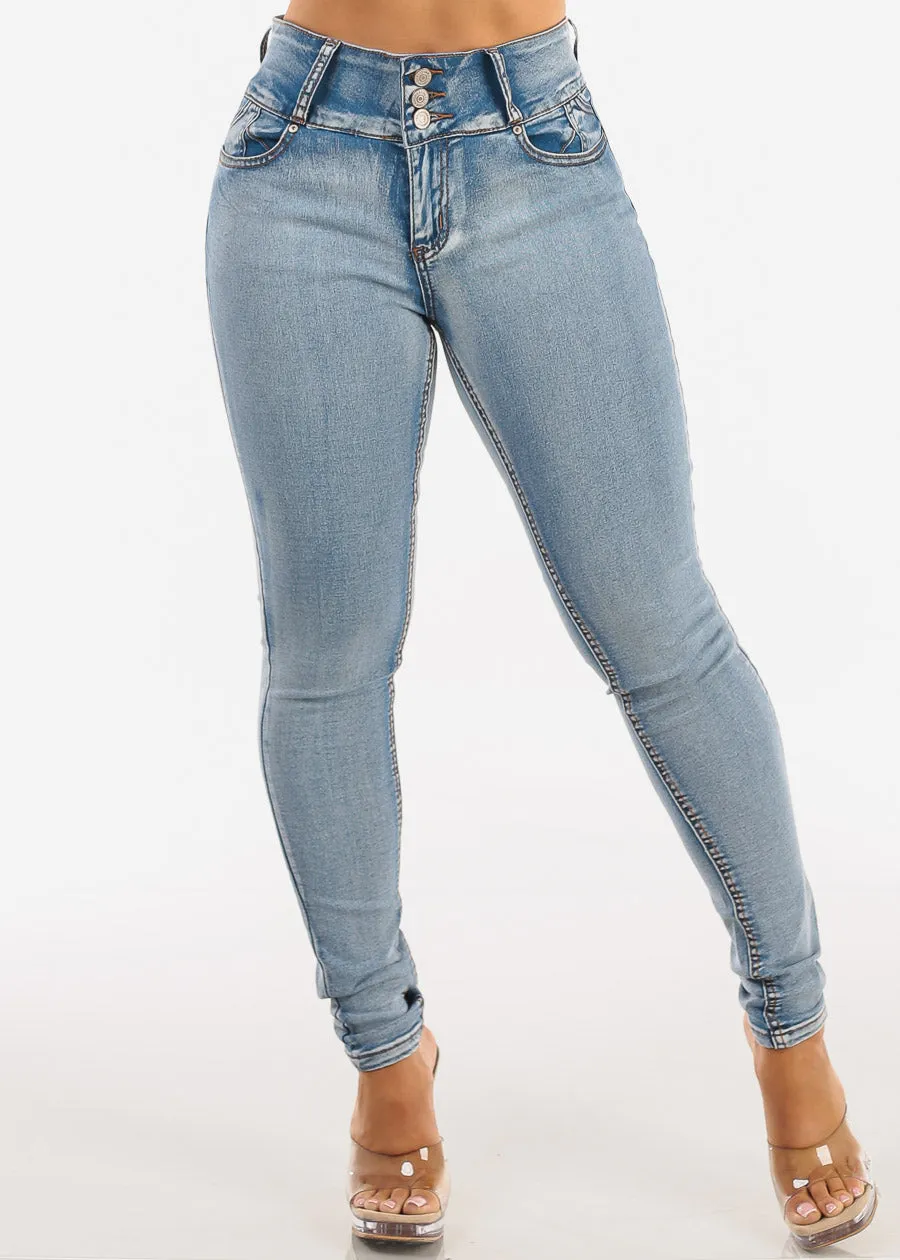 Butt Lift High Waist Chain Pocket Skinny Jeans Acid Wash sold by Moda product image thumbnail 3